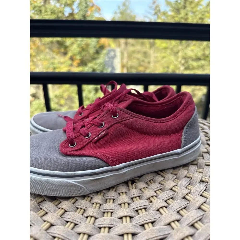 Vans Red and Gray Lace Up Sneakers Youth 5.5 Kids EU 37 UK 4.5 Shoes Kicks